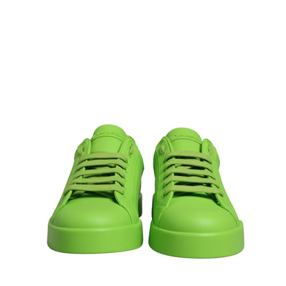 Dolce & Gabbana Green Leather Portofino Low Top Sneakers Shoes