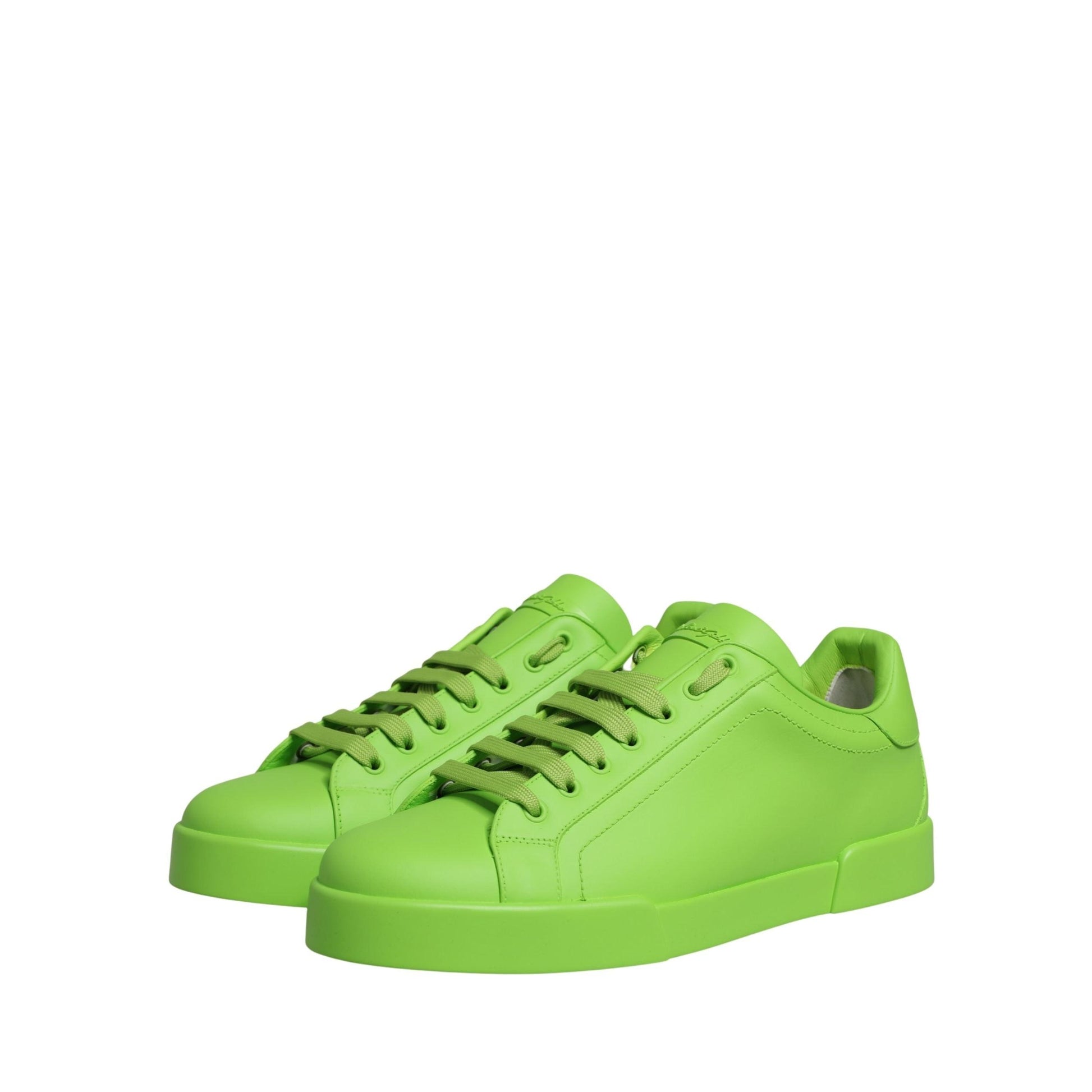 Dolce & Gabbana Green Leather Portofino Low Top Sneakers Shoes