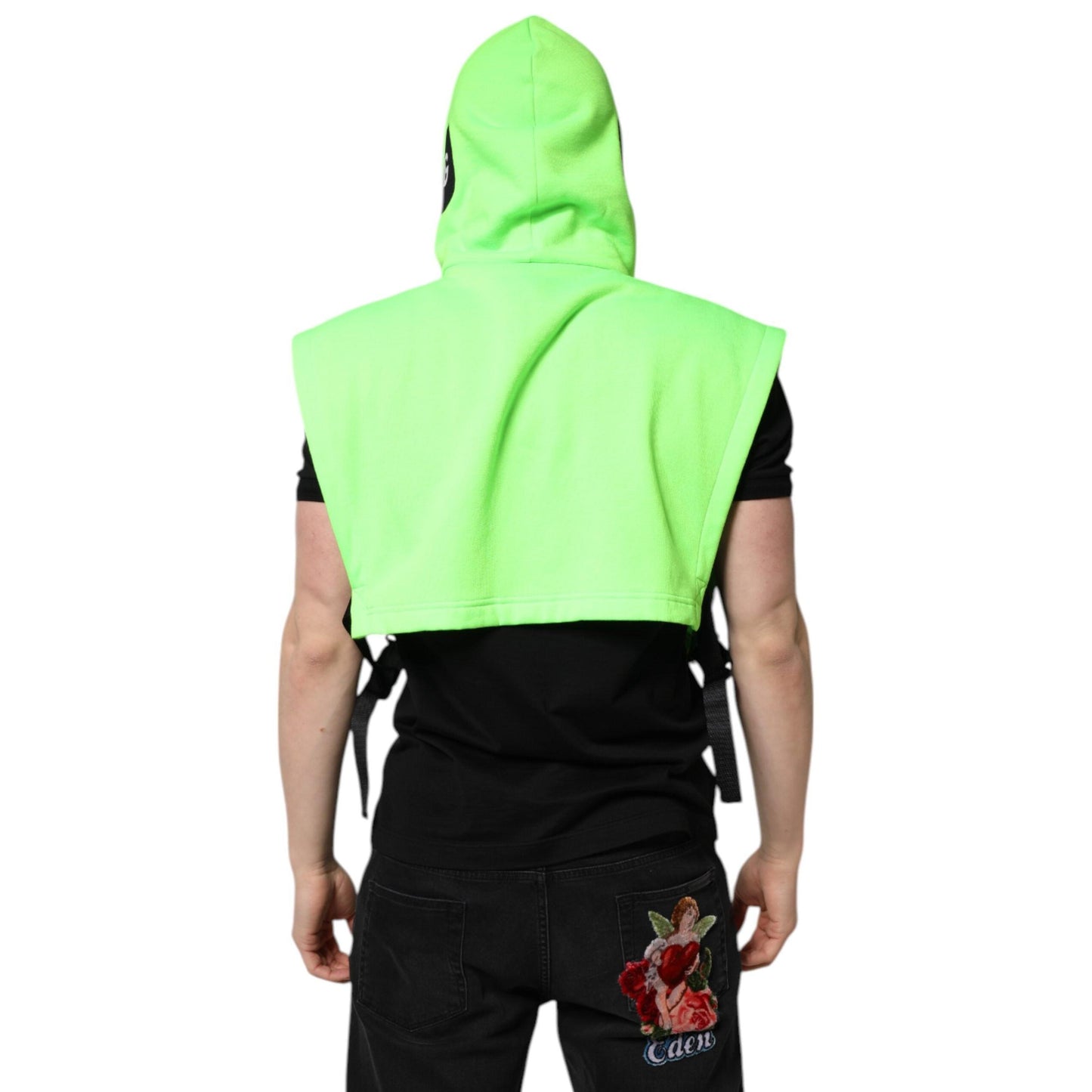 Dolce & Gabbana Green Polyester Hooded Sportswear Vest Sweater