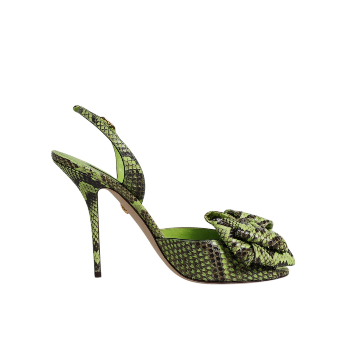 Dolce & Gabbana Green Python Leather Heels Sandals Shoes
