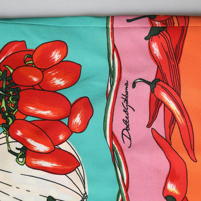 Dolce & Gabbana Green Silk Printed Straight Pants