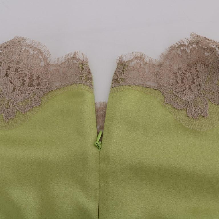 Dolce & Gabbana Green Silk Stretch Blouse Top