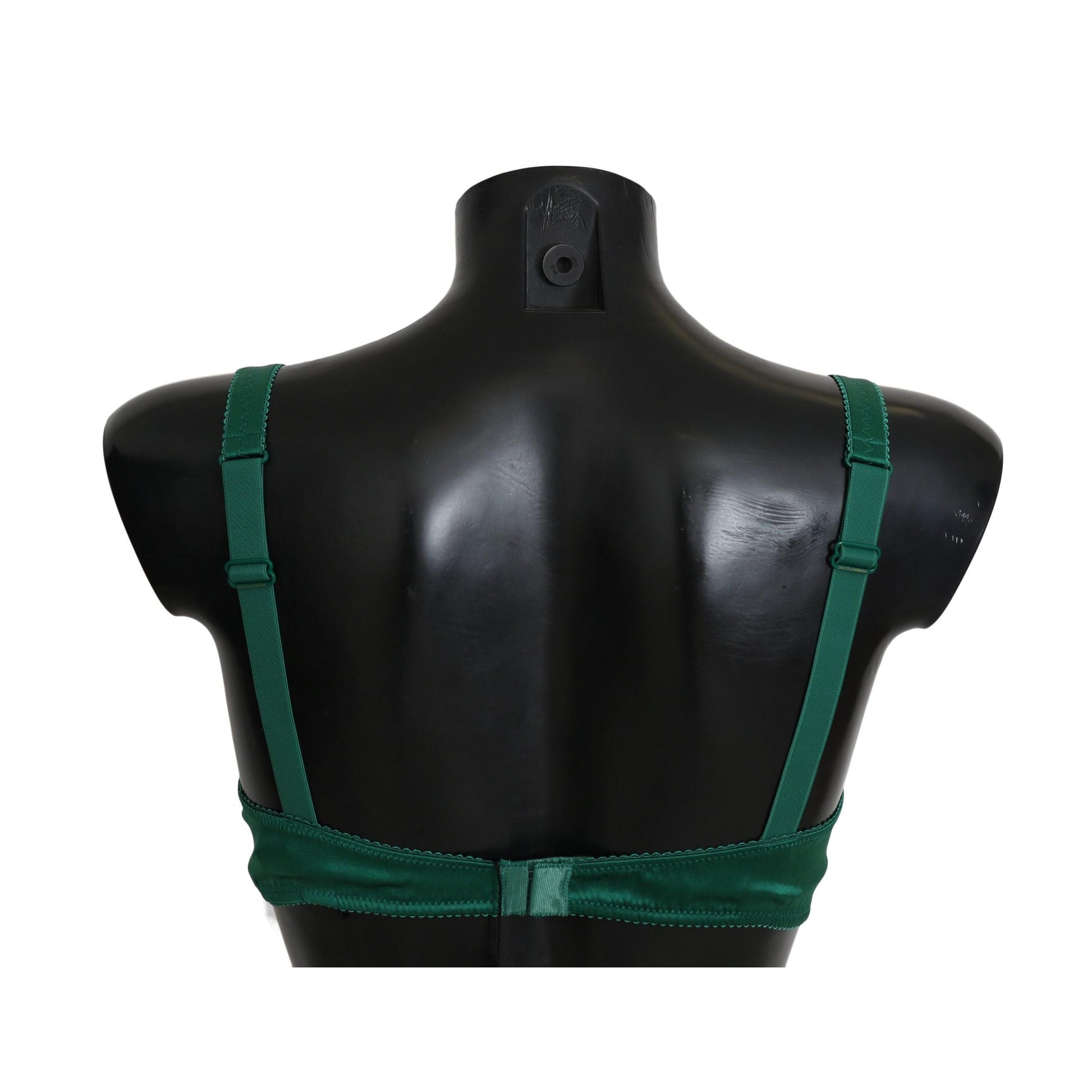 Dolce & Gabbana Green Silk Stretch Floral Lace Bra Underwear