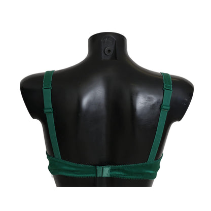 Dolce & Gabbana Green Silk Stretch Floral Lace Bra Underwear