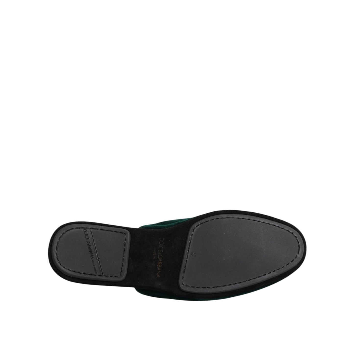 Dolce & Gabbana Green Velvet Cross Embellished Slippers Shoes