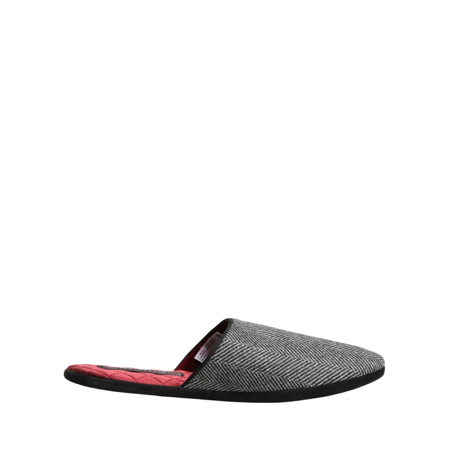 Dolce & Gabbana Grey Herringbone Cashmere Red Slippers Shoes