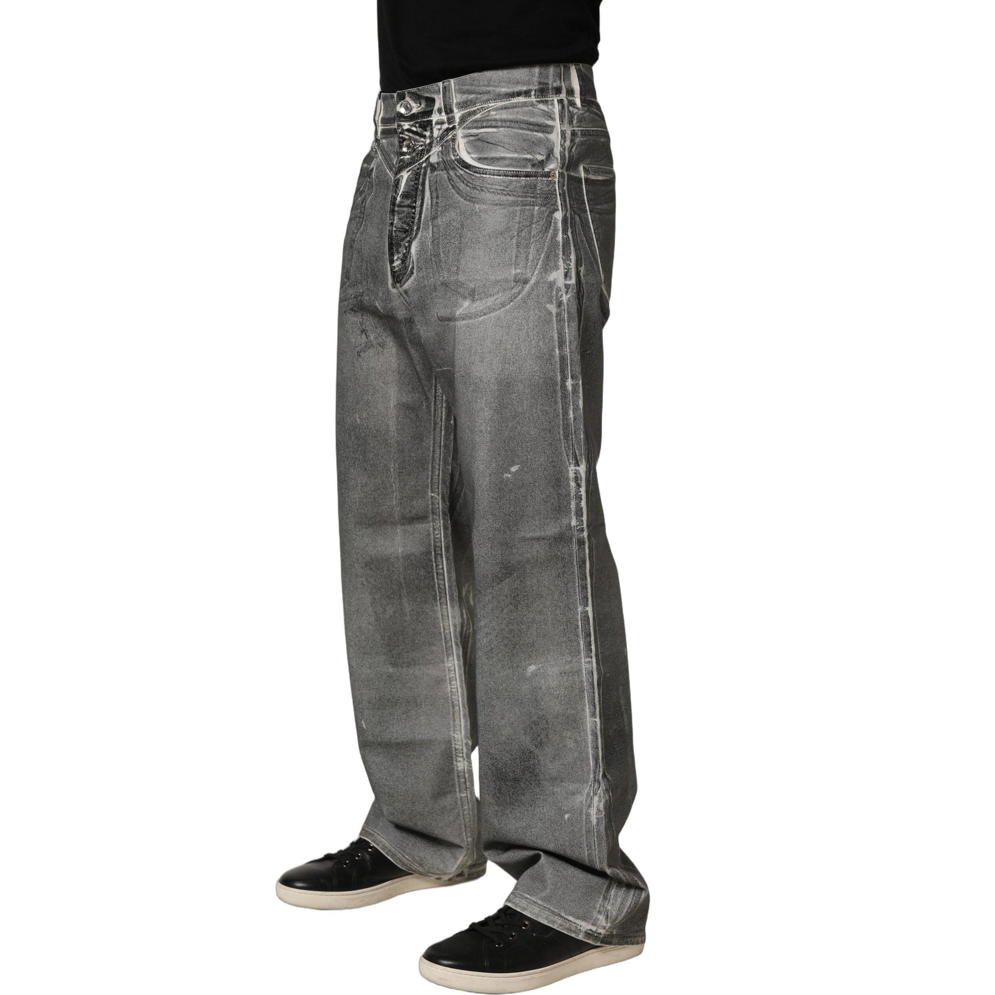 Dolce & Gabbana Grey Washed Mid Waist Straight Denim Jeans