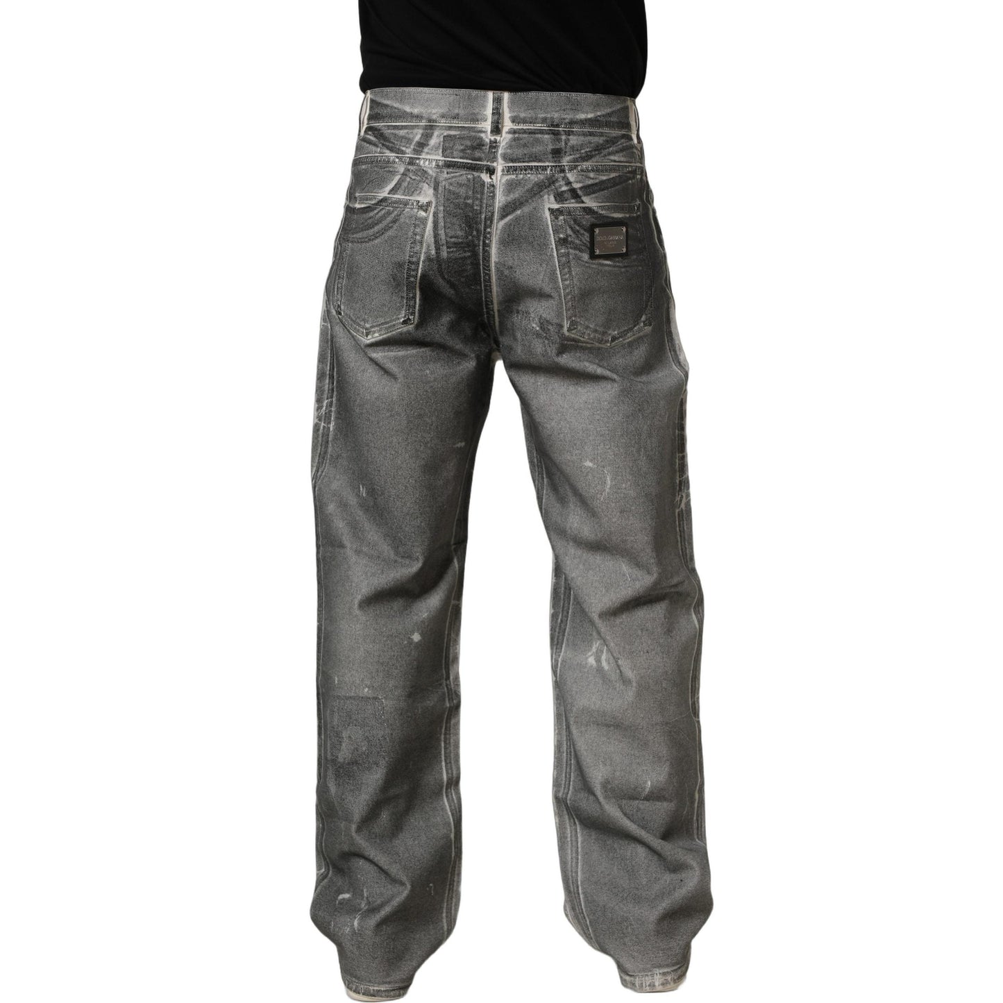 Dolce & Gabbana Grey Washed Mid Waist Straight Denim Jeans