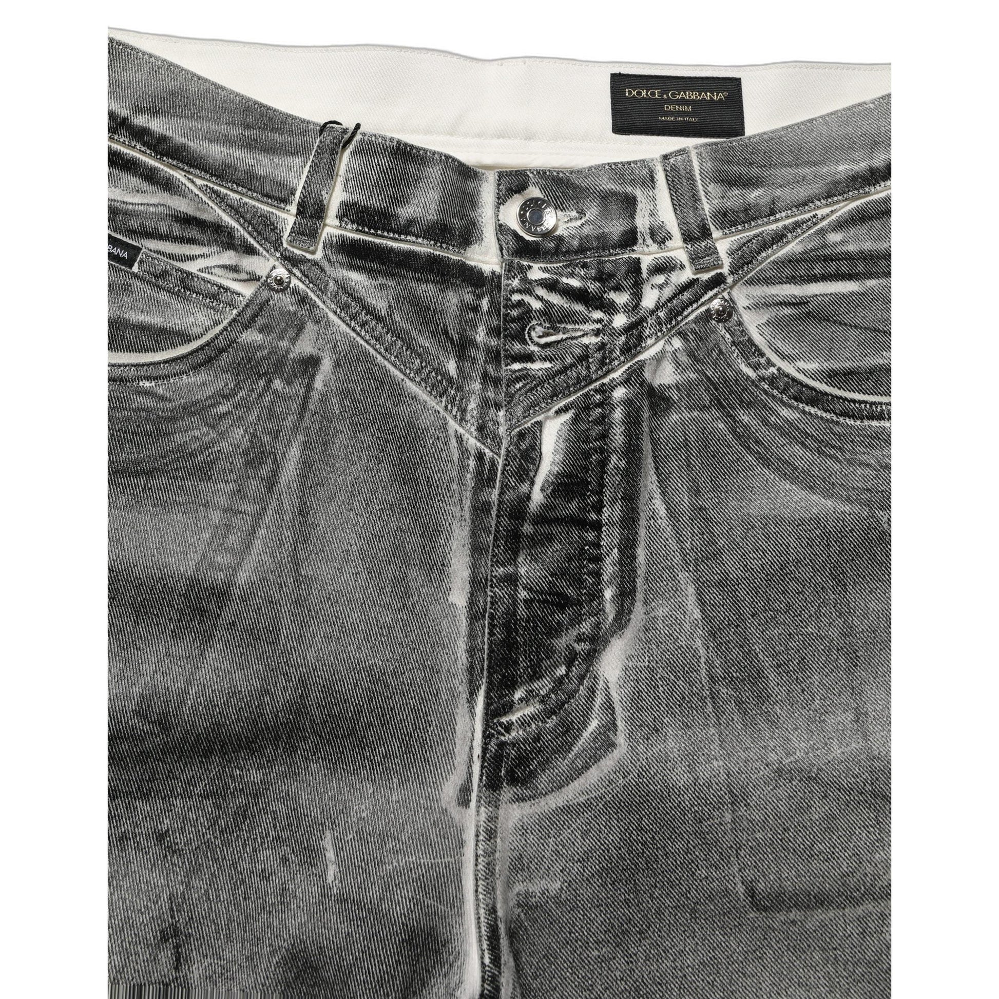 Dolce & Gabbana Grey Washed Mid Waist Straight Denim Jeans