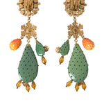 Dolce & Gabbana Grøn Cactus Crystal Clip On Jewelry Dangling Earrings-Modeoutlet
