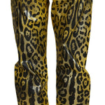 Dolce & Gabbana Gul Leopard Bomuld Straight Denim Jeans-Modeoutlet