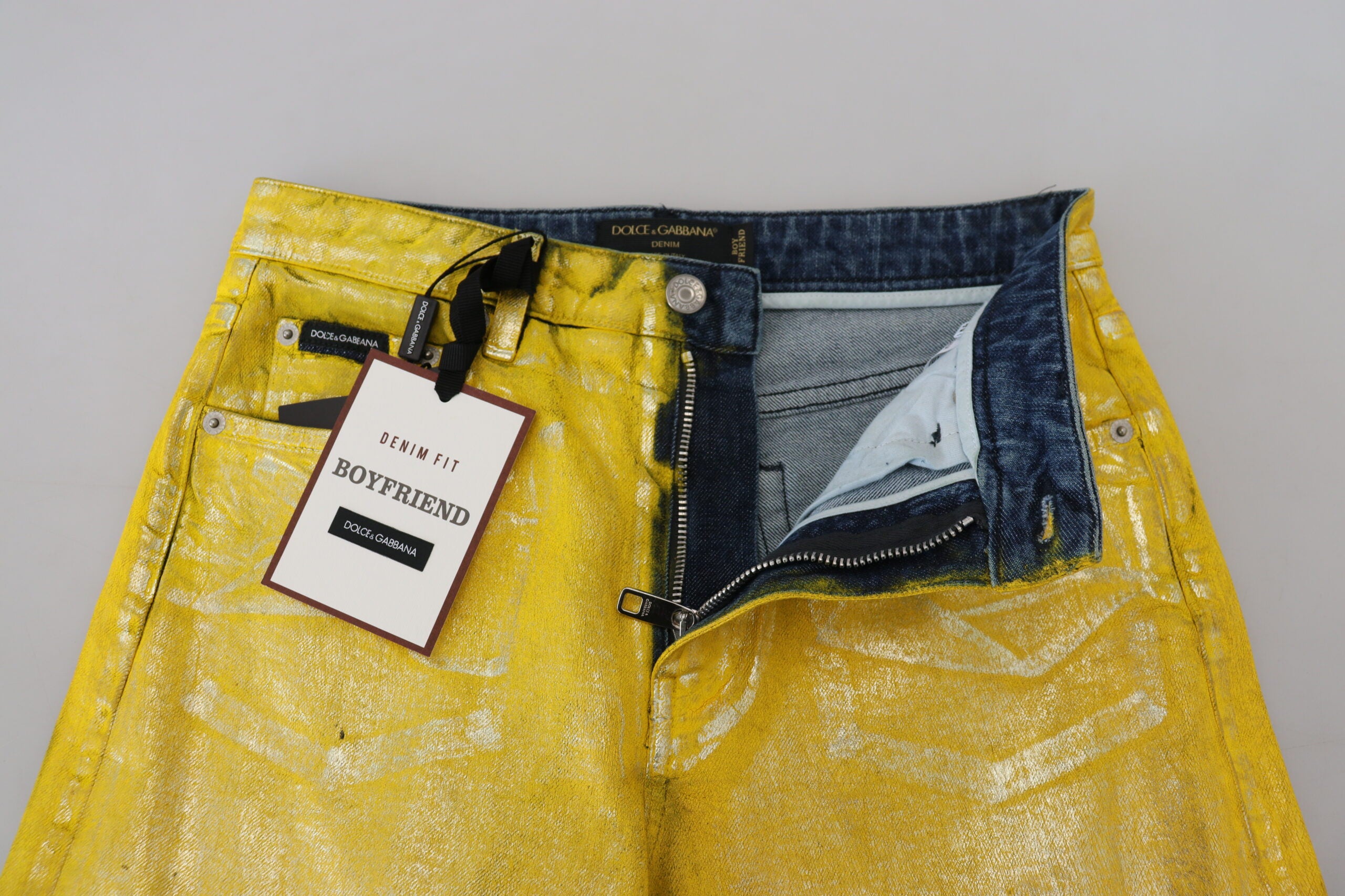 Dolce & Gabbana Gul Leopard Bomuld Straight Denim Jeans-Modeoutlet