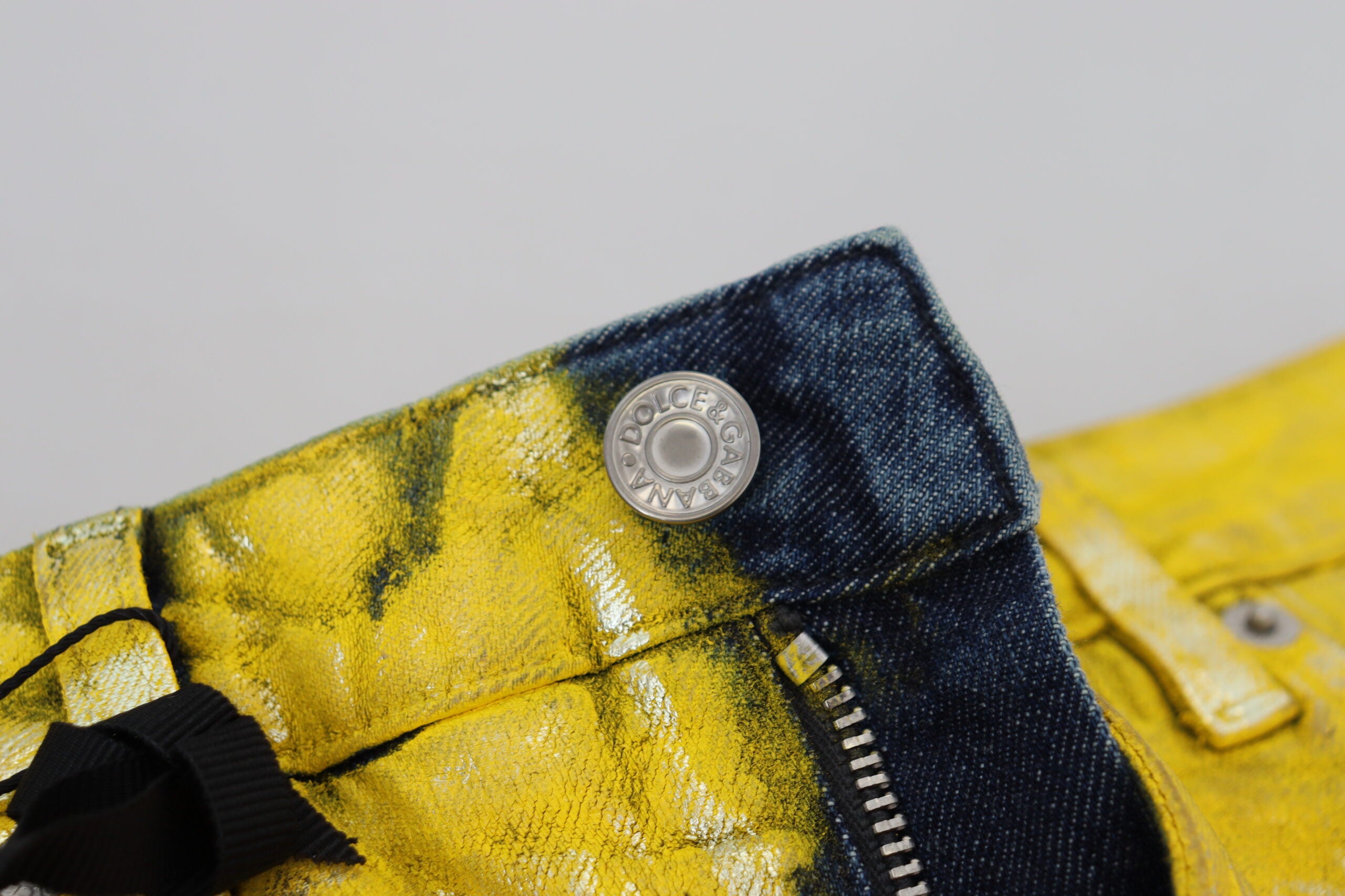 Dolce & Gabbana Gul Leopard Bomuld Straight Denim Jeans-Modeoutlet