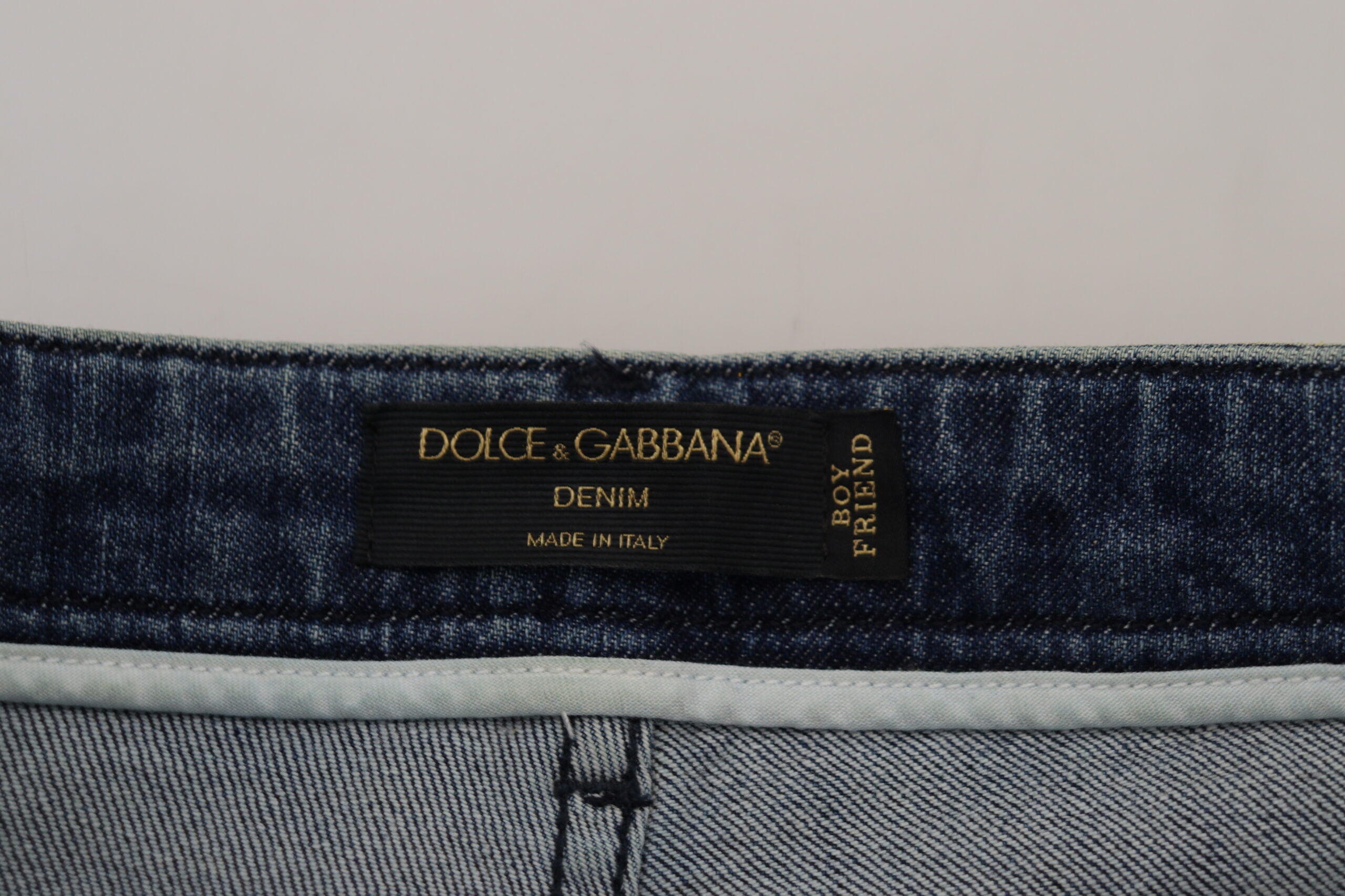 Dolce & Gabbana Gul Leopard Bomuld Straight Denim Jeans-Modeoutlet
