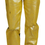 Dolce & Gabbana Gul Leopard Bomuld Straight Denim Jeans-Modeoutlet