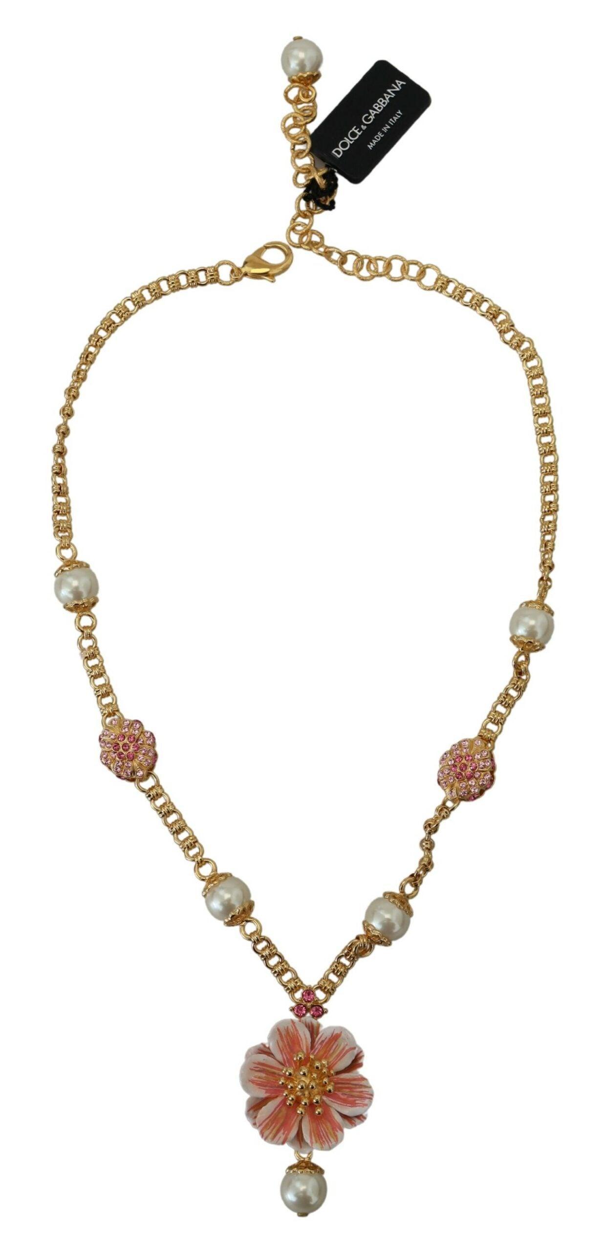 Dolce & Gabbana Guld Tone Krystal Logo Halskæde Smykke-Modeoutlet