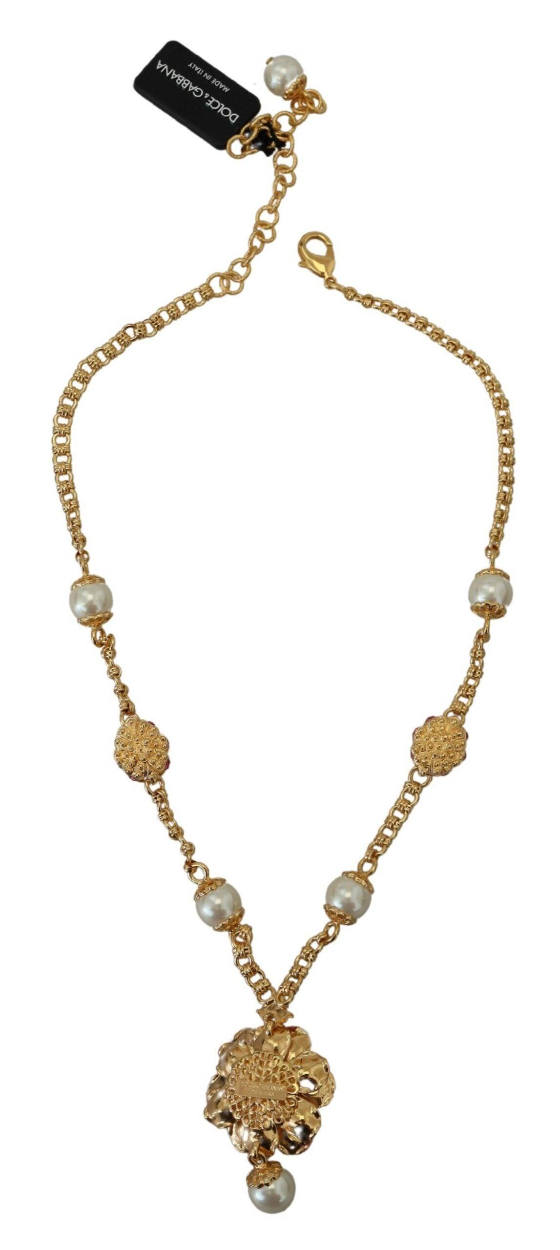 Dolce & Gabbana Guld Tone Krystal Logo Halskæde Smykke-Modeoutlet