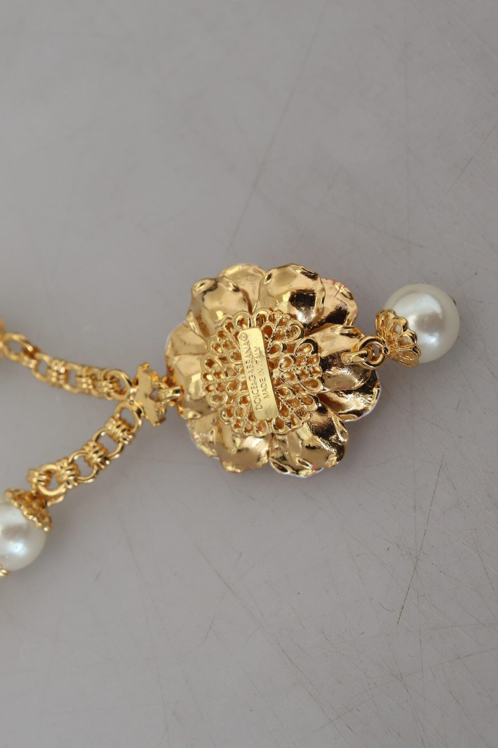 Dolce & Gabbana Guld Tone Krystal Logo Halskæde Smykke-Modeoutlet