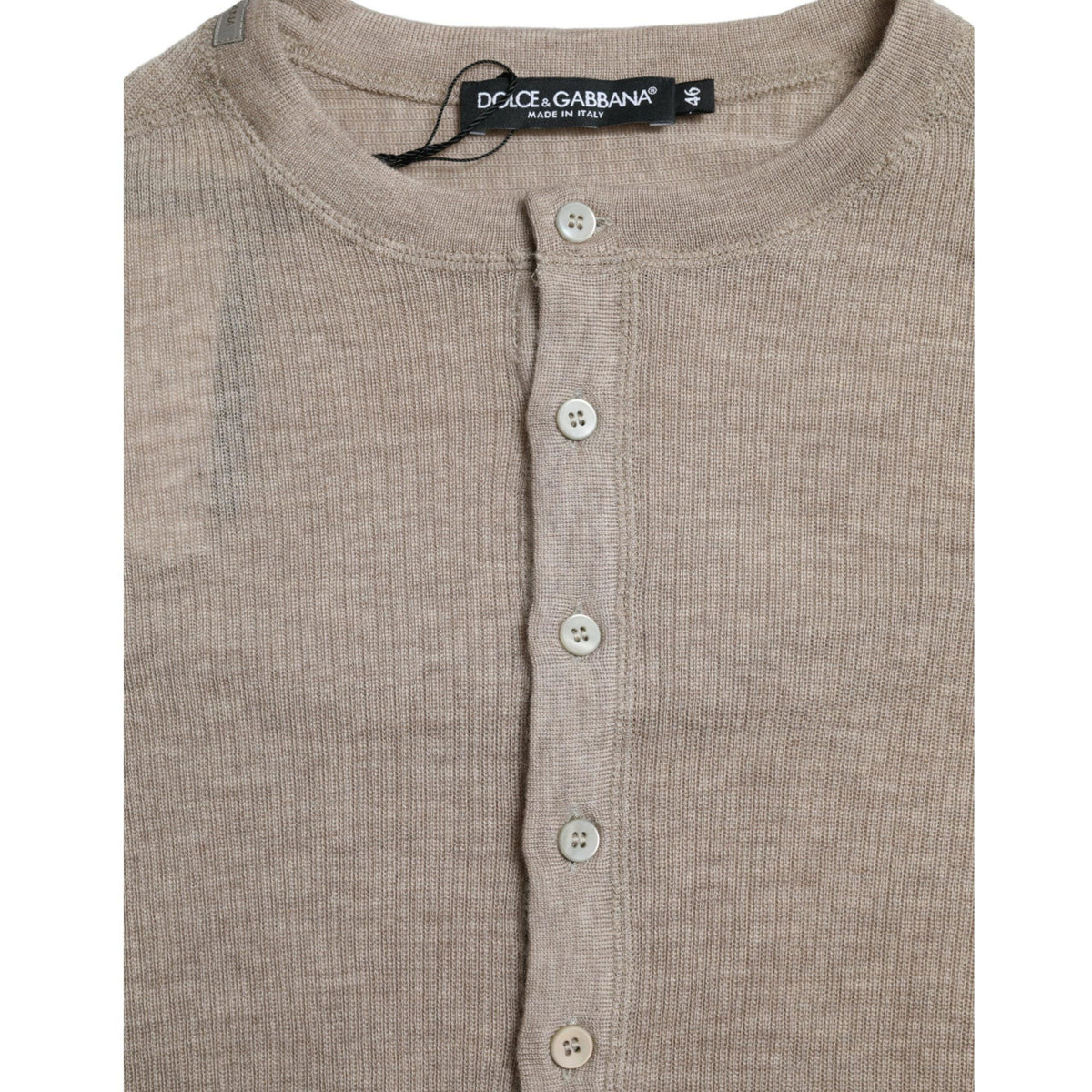 Dolce & Gabbana Henley Pullover Beige Cashmere Sweater