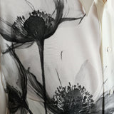 Dolce & Gabbana Hvid Floral Collared Kjole Silke Shirt-Modeoutlet