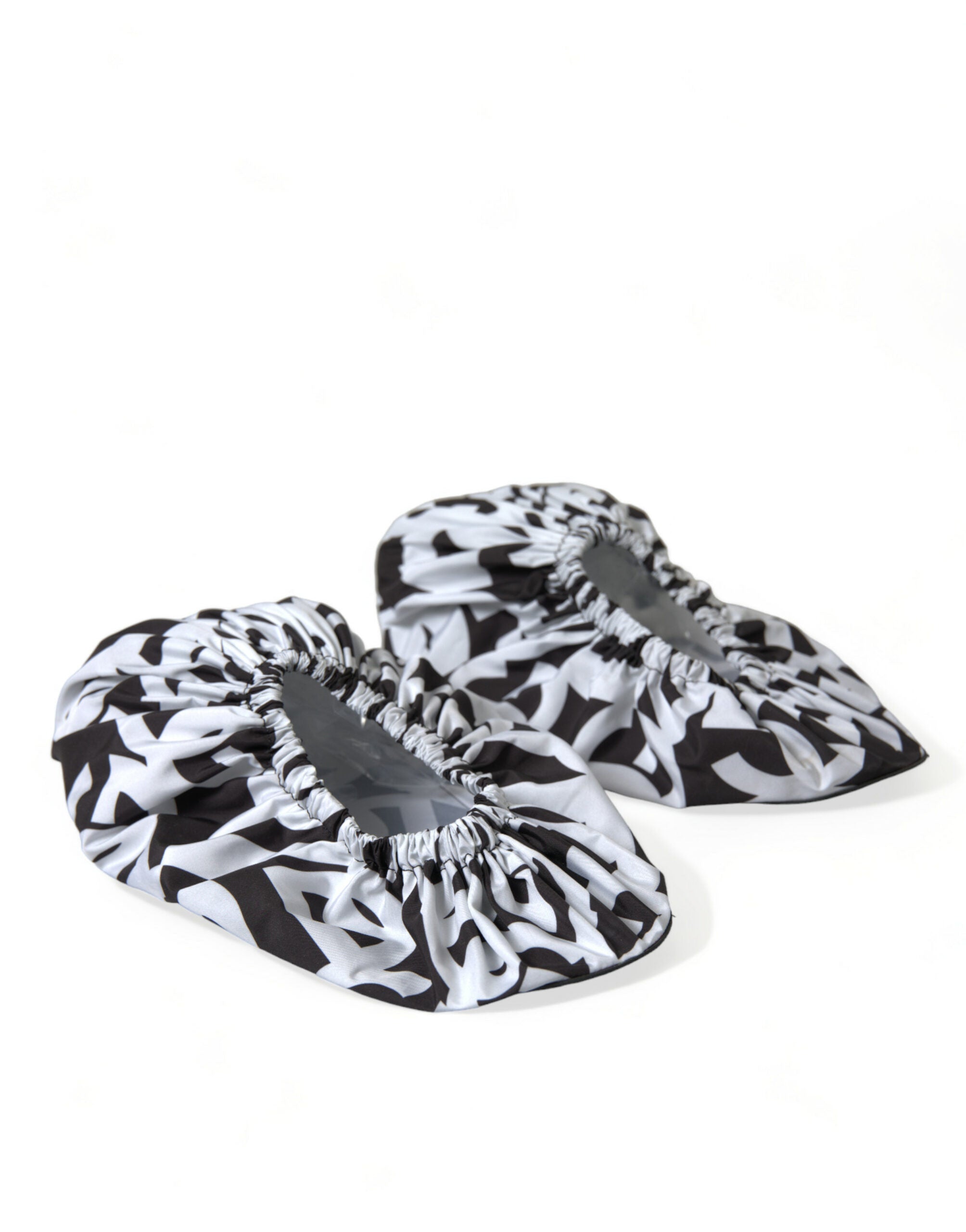 Dolce & Gabbana Hvid Logo Print Nylon Slip On Flats Shoes-Modeoutlet