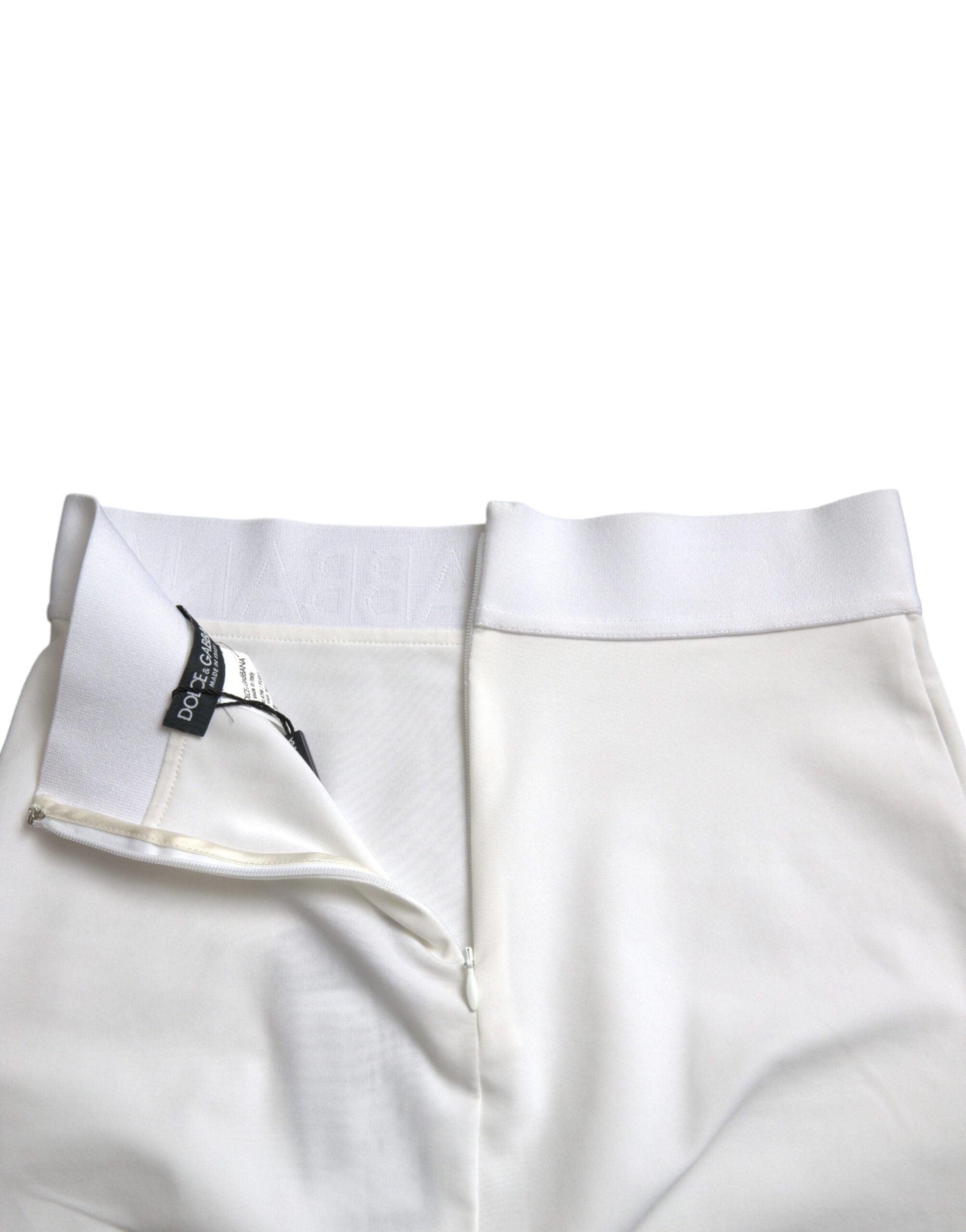 Dolce & Gabbana Hvid Viscose High Waist Pencil Cut Mini Skirt-Modeoutlet