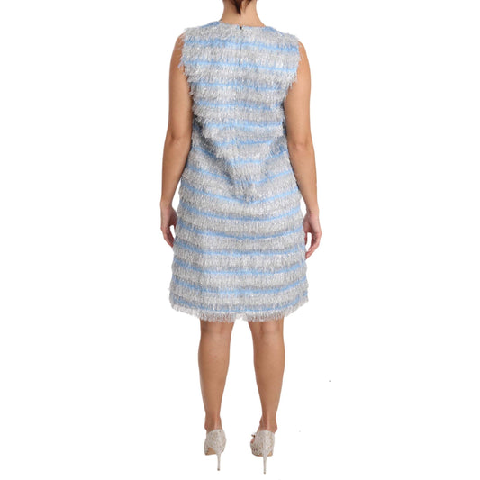 Dolce & Gabbana Light Blue Silver Shift Gown Dress
