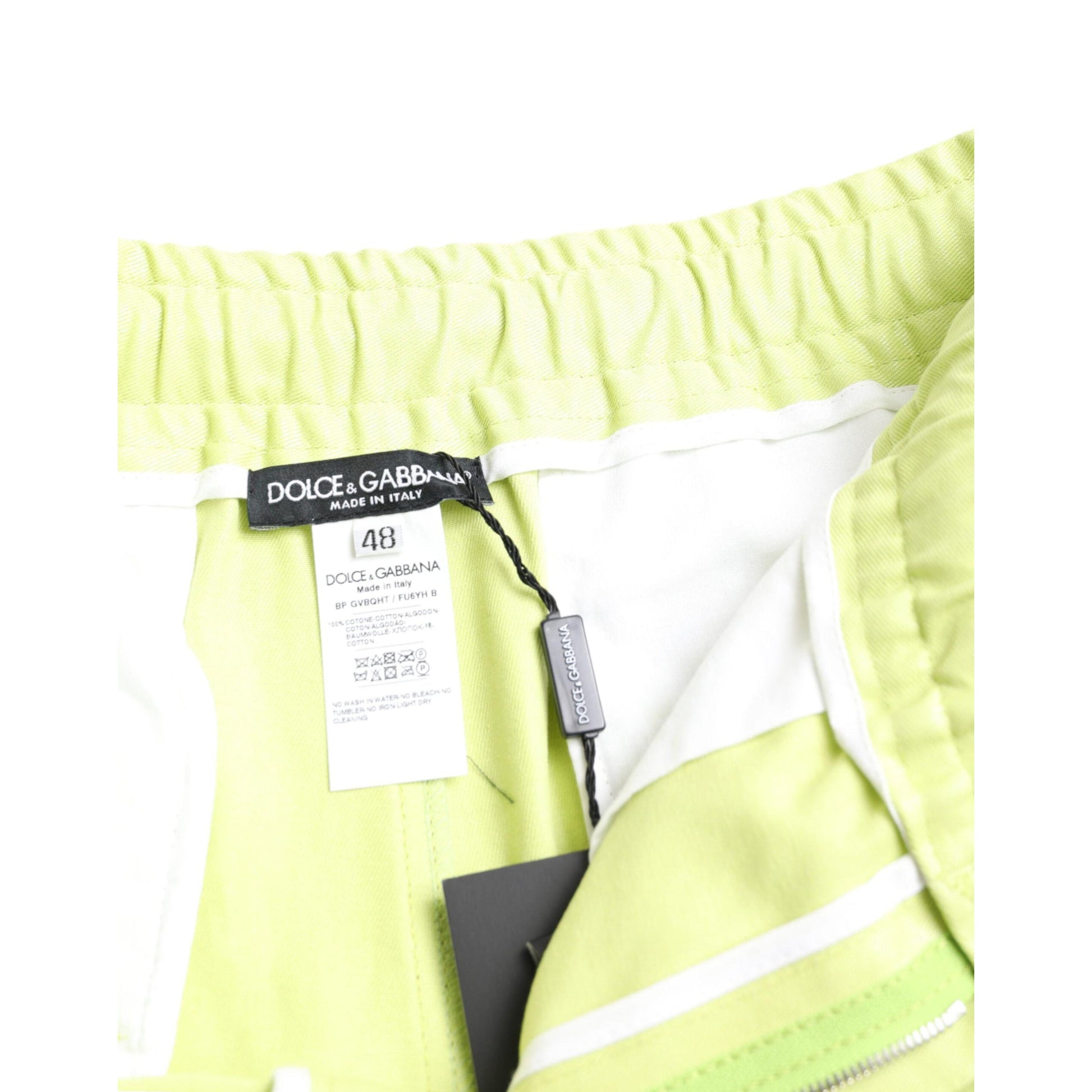 Dolce & Gabbana Light Green Cotton Men Cargo Bermuda Shorts