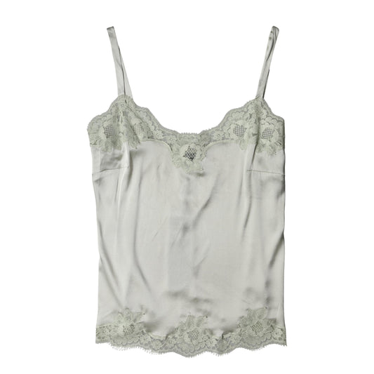 Dolce & Gabbana Light Green Floral Lace Lingerie Top Underwear
