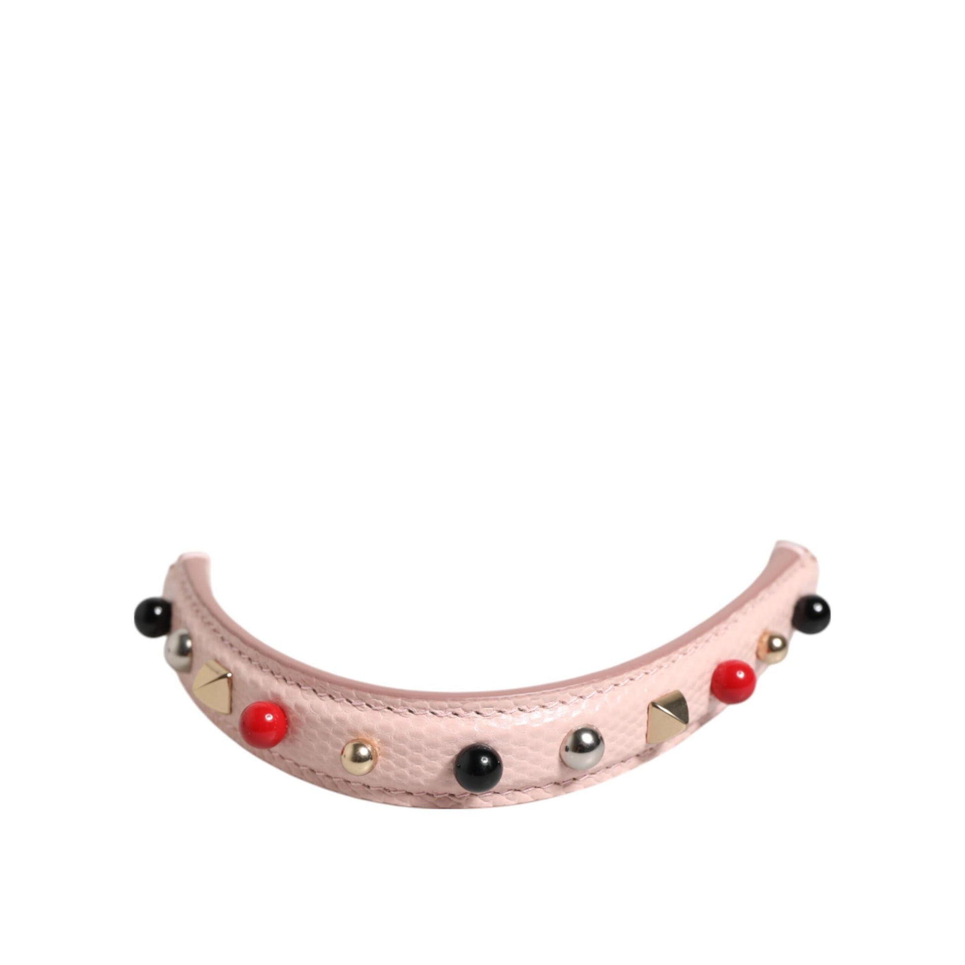 Dolce & Gabbana Light Pink Embellished Leather Bag Handle Shoulder Strap