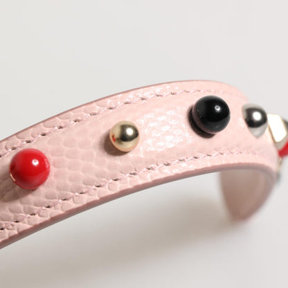 Dolce & Gabbana Light Pink Embellished Leather Bag Handle Shoulder Strap