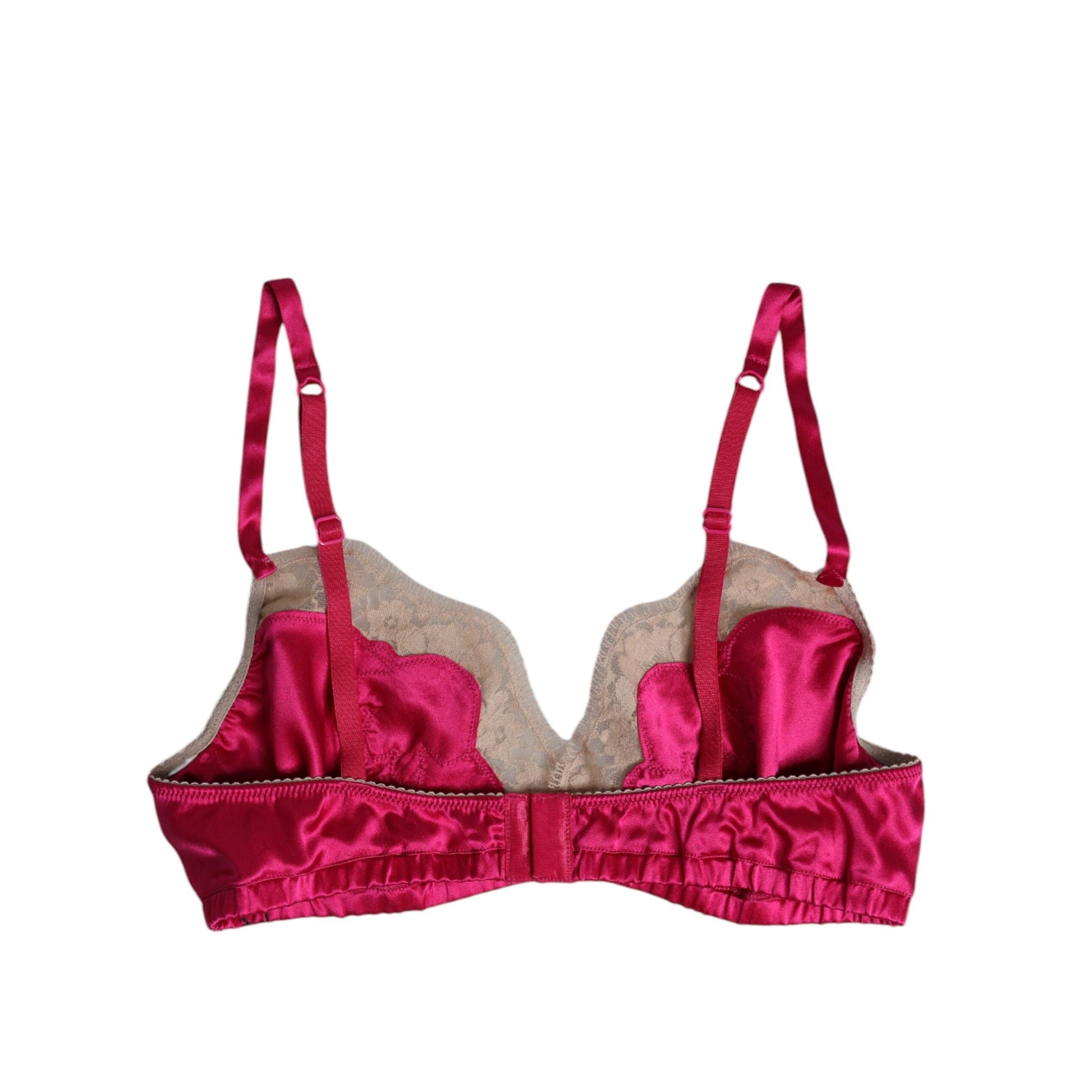 Dolce & Gabbana Magenta Floral Lace Silk Non Wire Bra Underwear