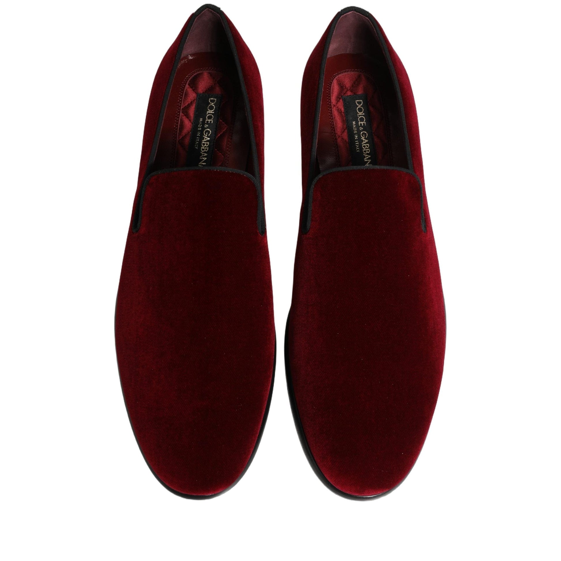 Dolce & Gabbana Maroon Velvet Slip On Men Dress Loafers Shoes