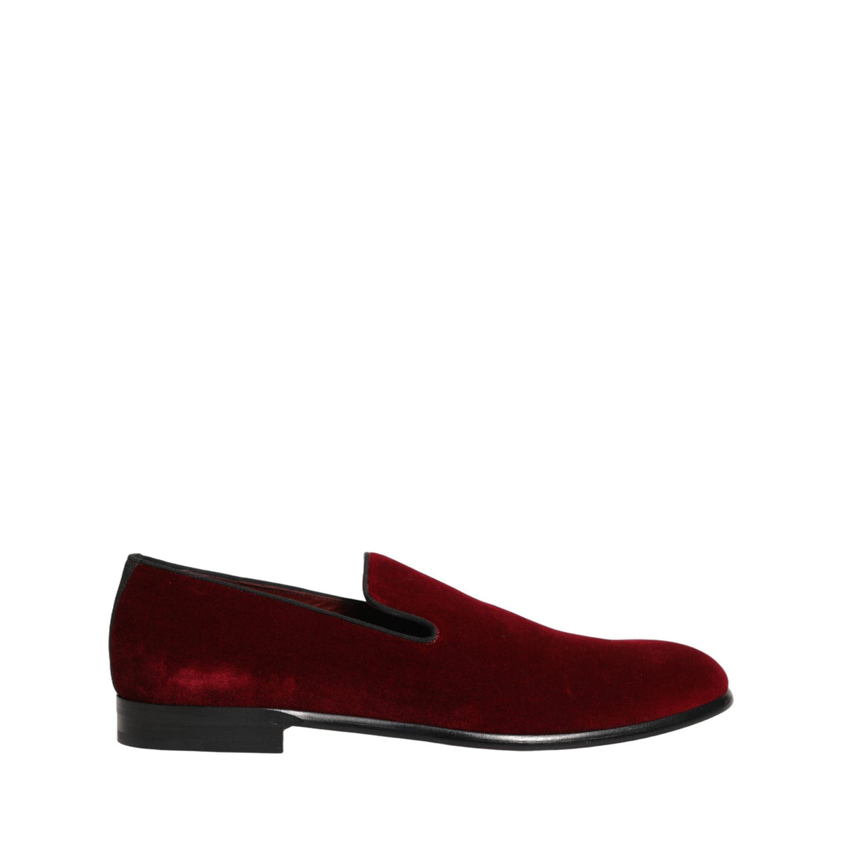 Dolce & Gabbana Maroon Velvet Slip On Men Dress Loafers Shoes