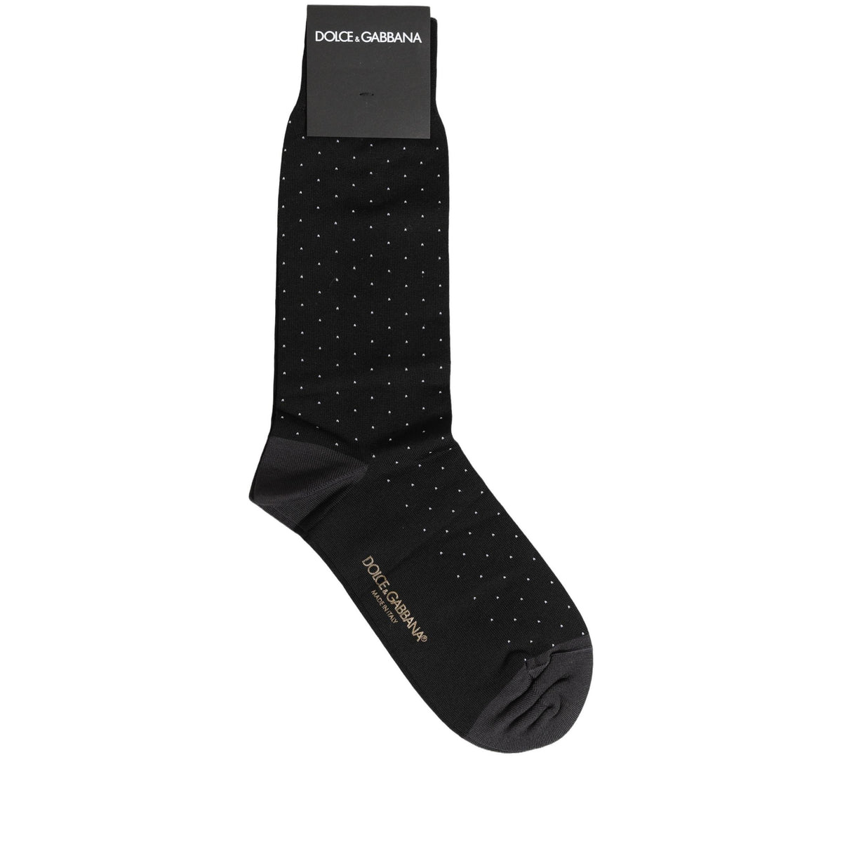 Dolce & Gabbana Men Black Cotton Polka Dot Mid Calf Accessory Socks