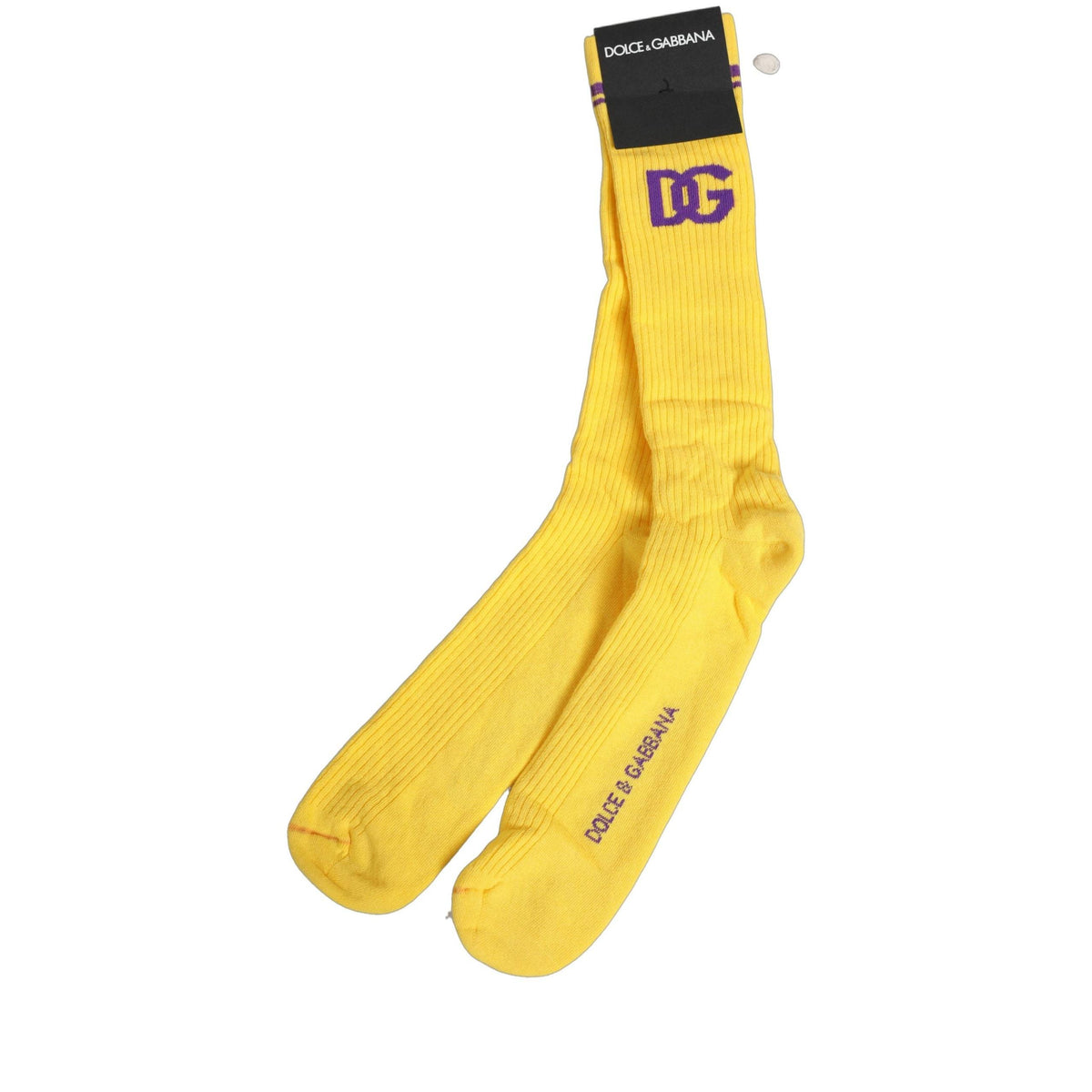 Dolce & Gabbana Men Yellow DG Logo Over Calf Accessory Socks