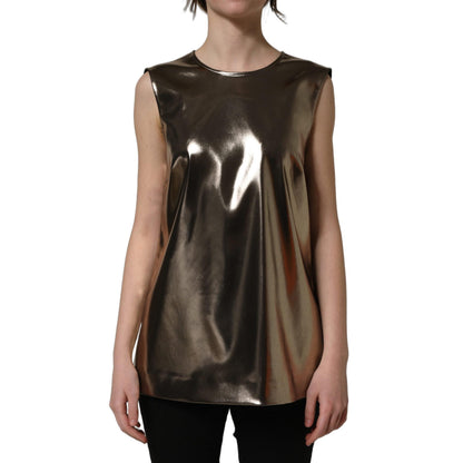 Dolce & Gabbana Metallic Bronze Roundneck SleevelessTank Top
