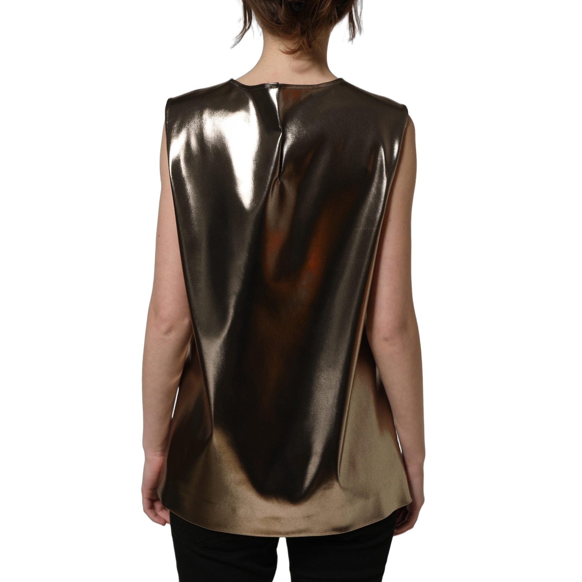 Dolce & Gabbana Metallic Bronze Roundneck SleevelessTank Top