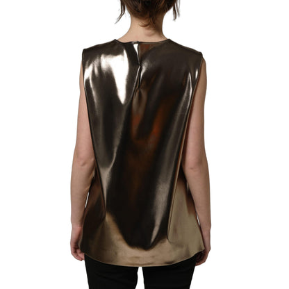 Dolce & Gabbana Metallic Bronze Roundneck SleevelessTank Top