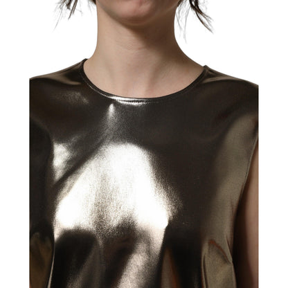 Dolce & Gabbana Metallic Bronze Roundneck SleevelessTank Top