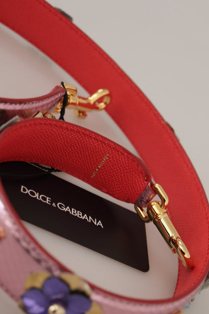 Dolce & Gabbana Metallic Pink Læder Studded Skulder Strap