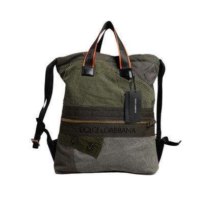 Dolce & Gabbana Military Green Patchwork Rucksack Backpack Bag