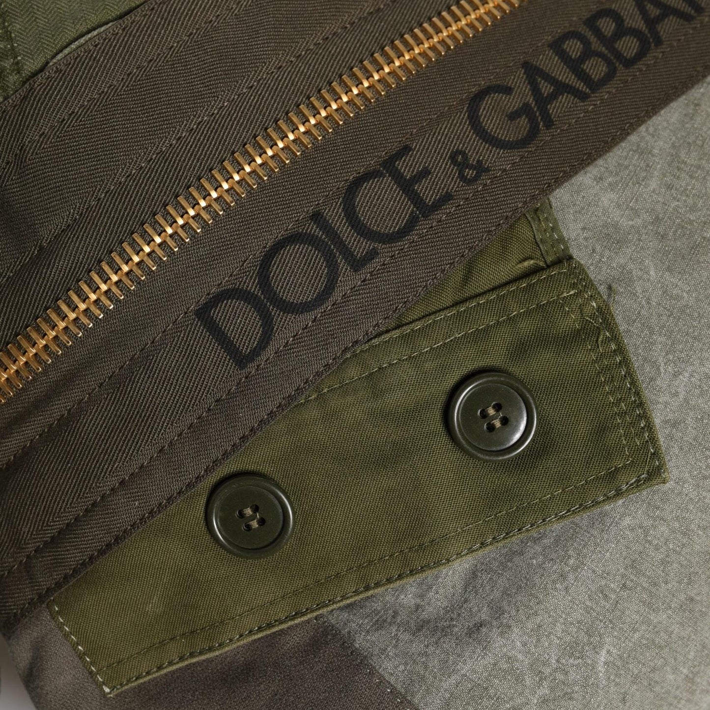 Dolce & Gabbana Military Green Patchwork Rucksack Backpack Bag