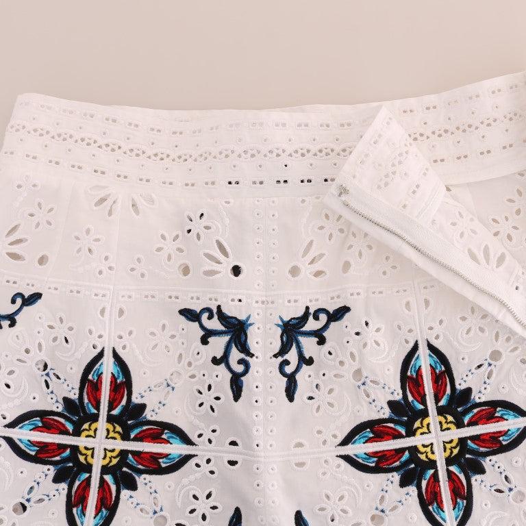 Dolce & Gabbana Mulicolor Majolica Cutout Capri Pants