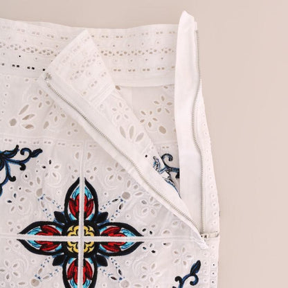 Dolce & Gabbana Mulicolor Majolica Cutout Capri Pants