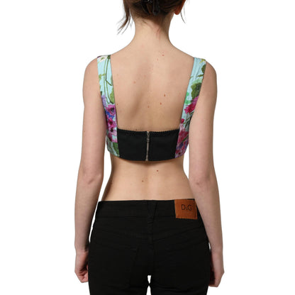 Dolce & Gabbana Multicolor Floral Cropped Bustier Tank Top