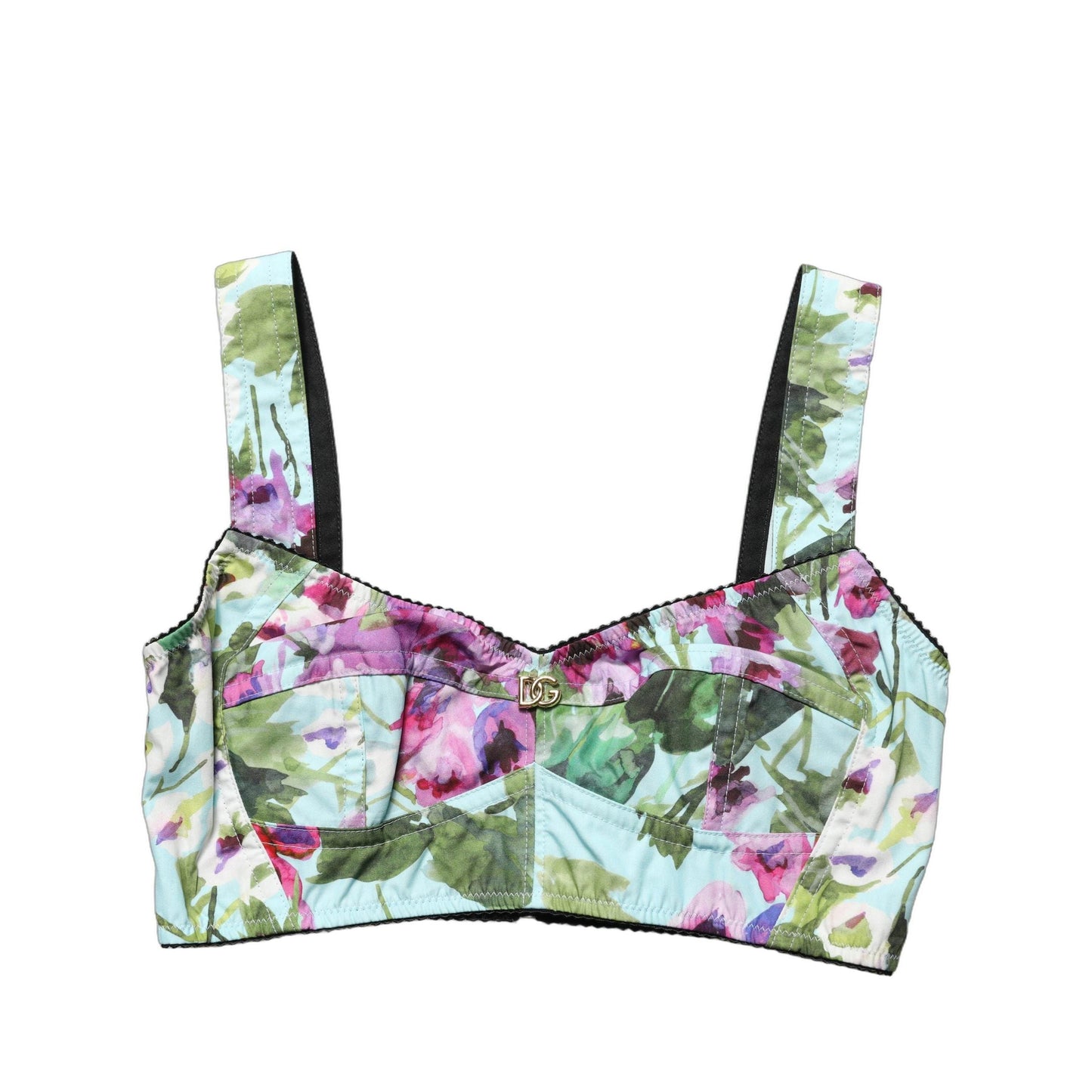 Dolce & Gabbana Multicolor Floral Cropped Bustier Tank Top