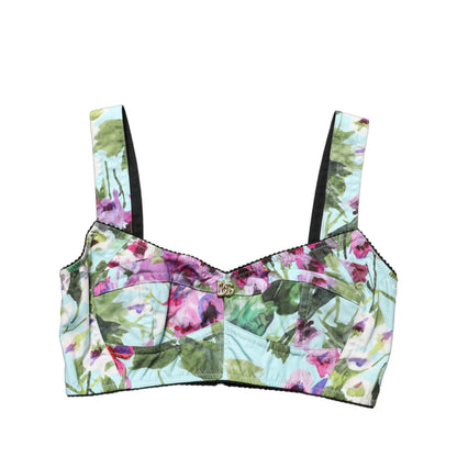 Dolce & Gabbana Multicolor Floral Cropped Bustier Tank Top