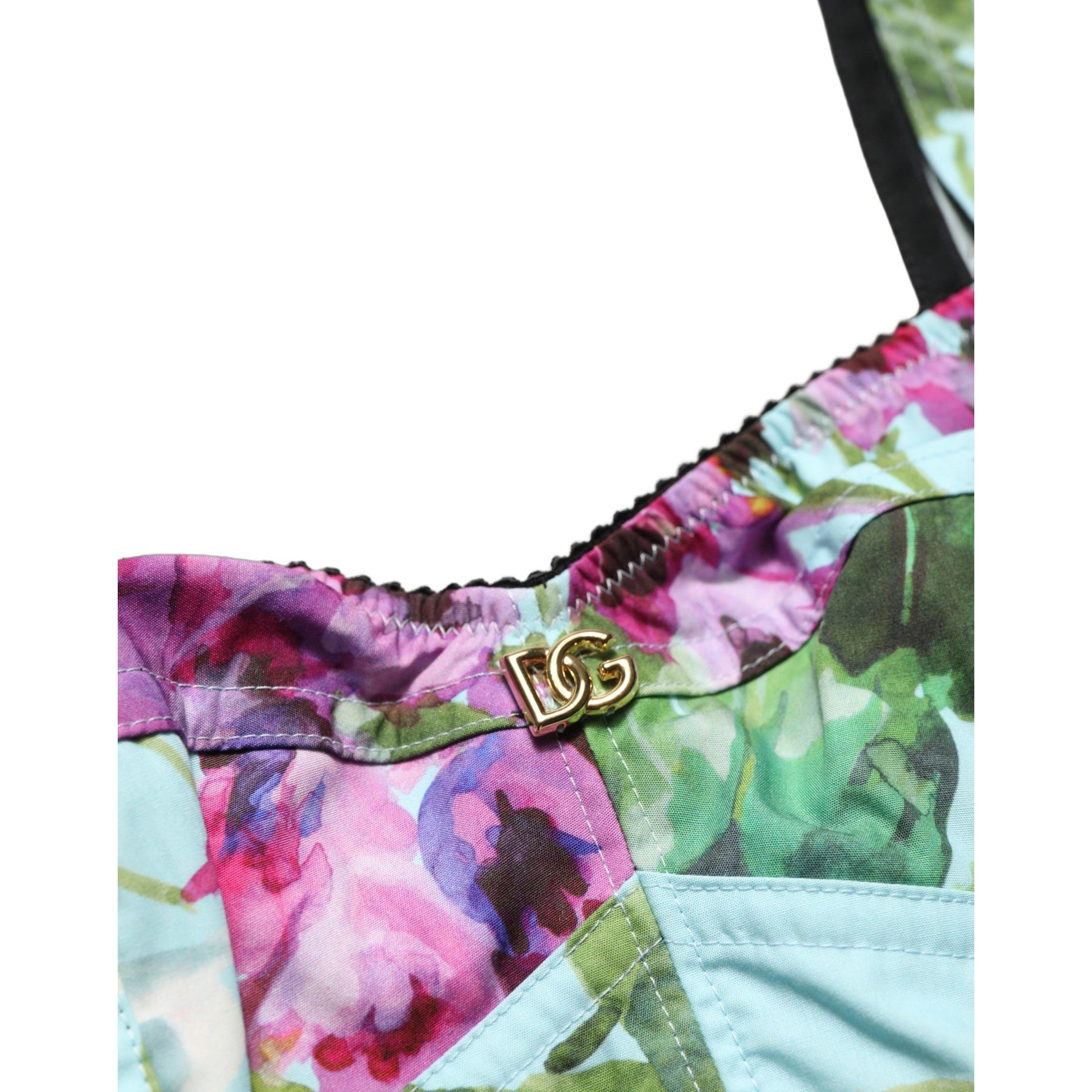 Dolce & Gabbana Multicolor Floral Cropped Bustier Tank Top