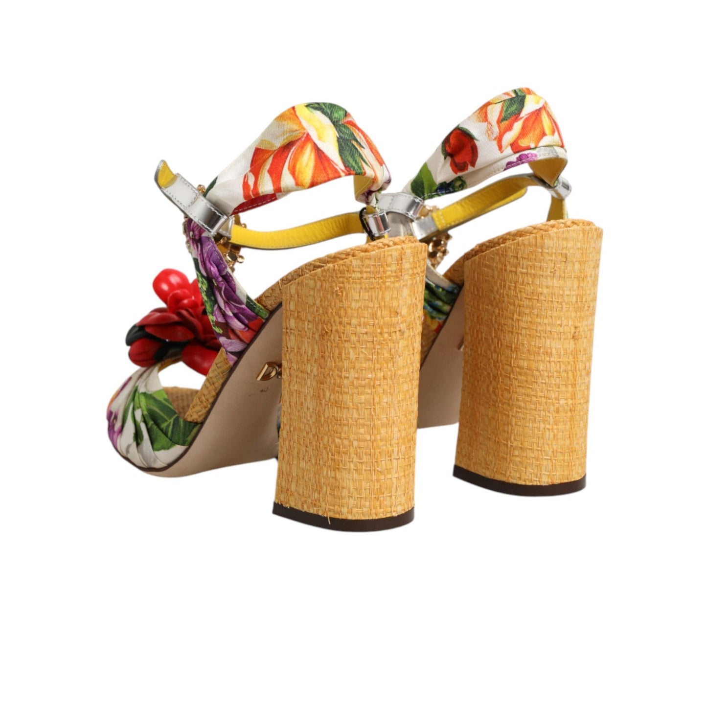Dolce & Gabbana Multicolor Floral Crystal Embellished Sandals Shoes